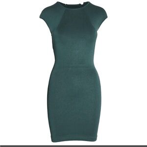 Alexander Wang Green Viscose Cap Sleeve Bodycon Fitted Dress Size Large